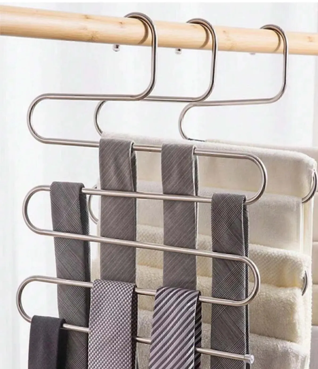 5 Bölmeli Metal Elbise Askısı - Giysi Pantalon Eşarp Fular Kıyafet Gardrop Düzenleyici Organizer