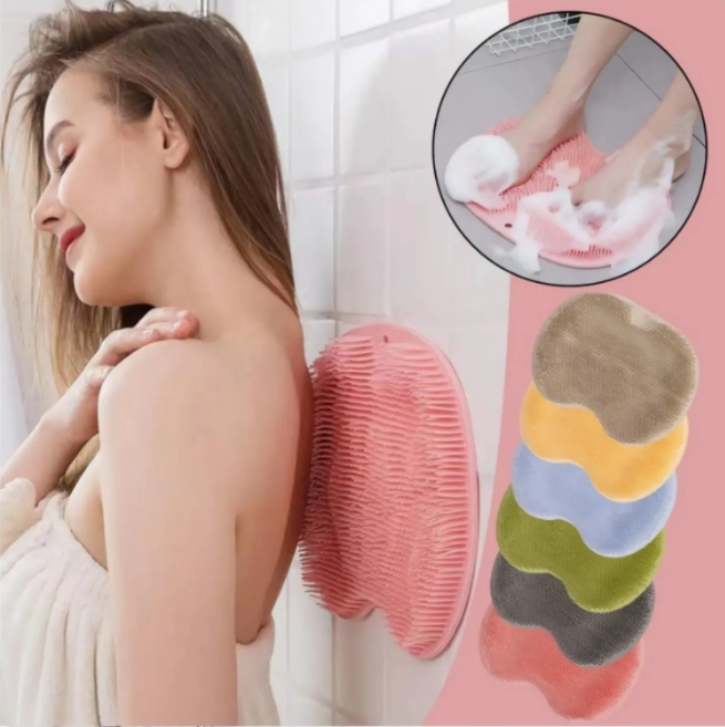 Vantuzlu Silikon Banyo Ayak-Vücut Fırçası Masaj-Sırt Kesesi Yıkama Lifi
