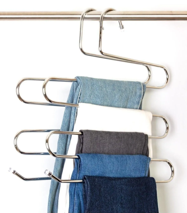 5 Bölmeli Metal Elbise Askısı - Giysi Pantalon Eşarp Fular Kıyafet Gardrop Düzenleyici Organizer