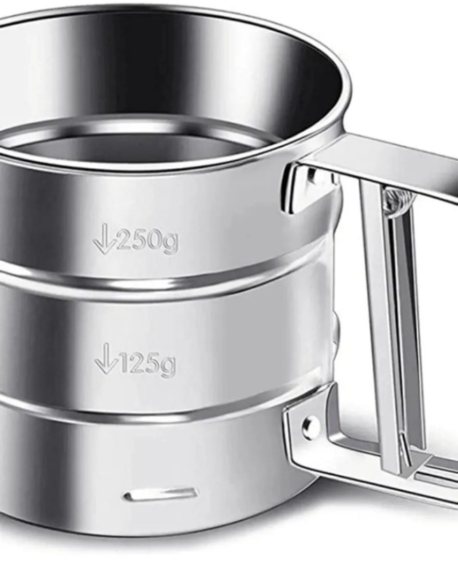 Un Eleği, Paslanmaz Çelik Çok Pratik Kullanışlı Metal Hazneli Un Eleme Aparatı