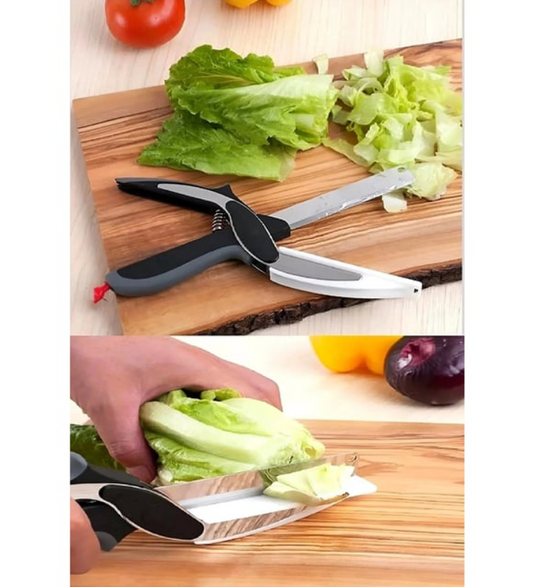 Pratik Kesme Tahtalı Mutfak Makası, Kullanışlı Sebze Doğrama Aleti