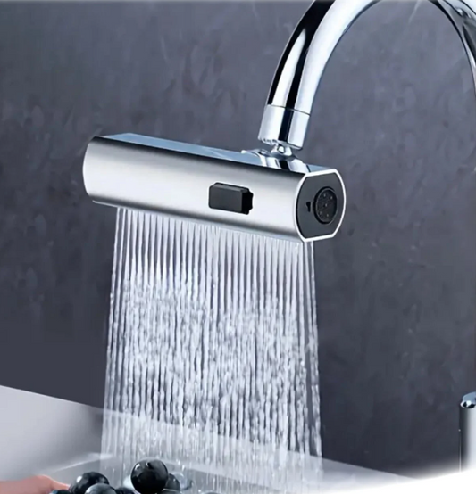 Krom Kaplama Şelale 4 Fonksiyonlu Tasarruflu Musluk Başlığı Lavabo Bataryası