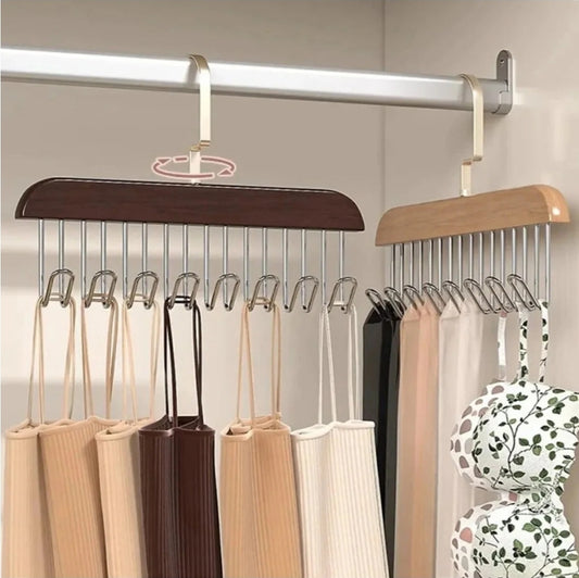 Ahşap 8 Kancalı Elbise Kravat Eşarp Kemer Çanta Sütyen Askılık Çok Amaçlı Askı