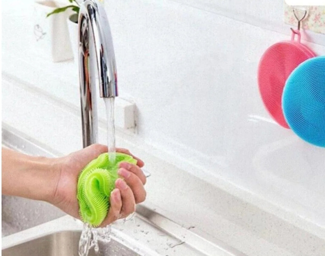 Slikon Tükenmeyen Bulaşık Süngeri Fırçası, Daire Yuvarlak Model