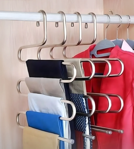 5 Bölmeli Metal Elbise Askısı - Giysi Pantalon Eşarp Fular Kıyafet Gardrop Düzenleyici Organizer