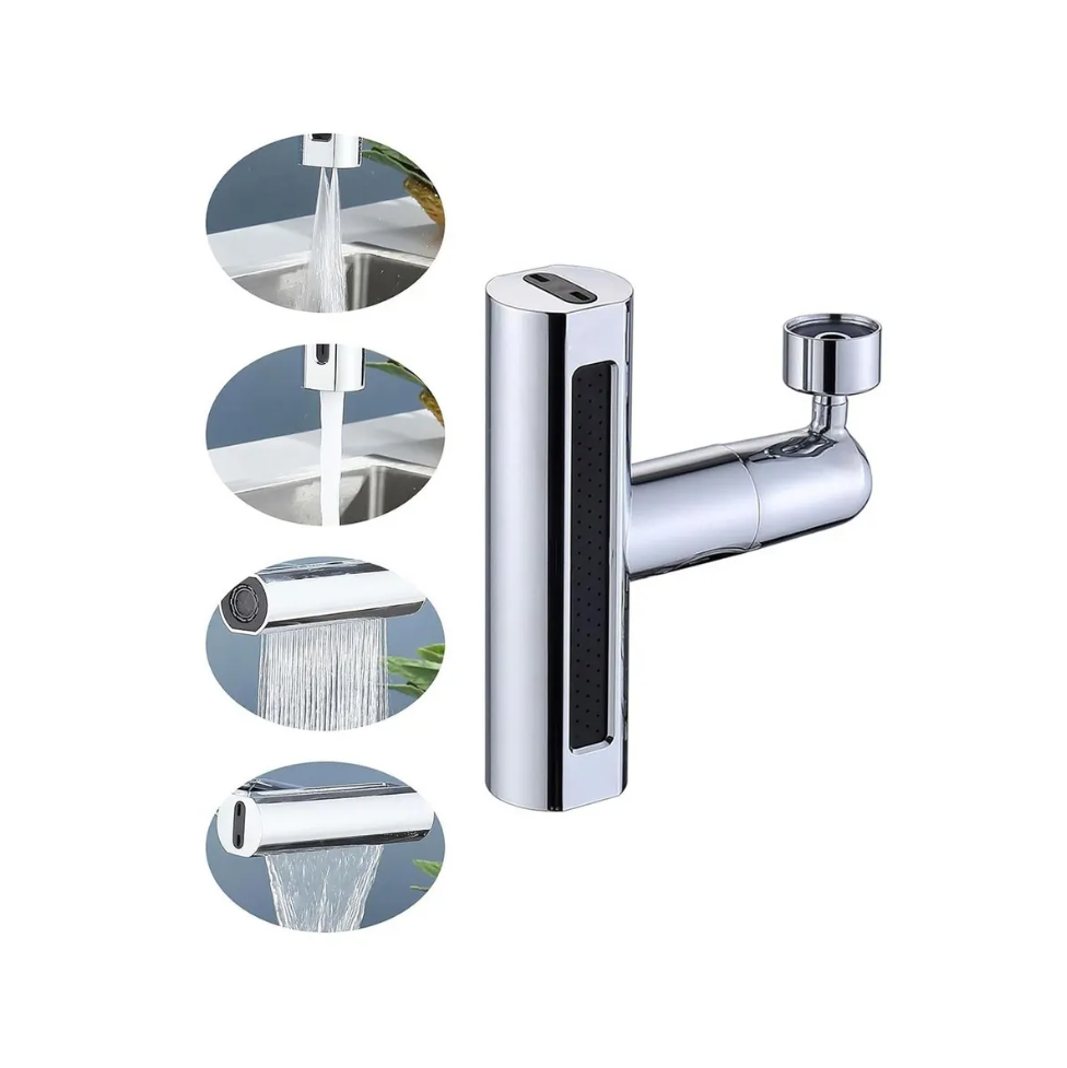 Krom Kaplama Şelale 4 Fonksiyonlu Tasarruflu Musluk Başlığı Lavabo Bataryası