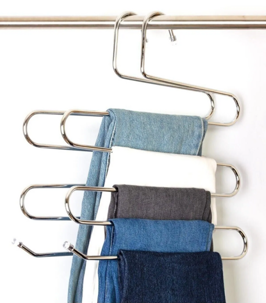 5 Bölmeli Metal Elbise Askısı - Giysi Pantalon Eşarp Fular Kıyafet Gardrop Düzenleyici Organizer