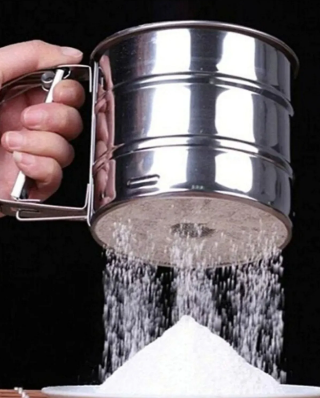 Un Eleği, Paslanmaz Çelik Çok Pratik Kullanışlı Metal Hazneli Un Eleme Aparatı