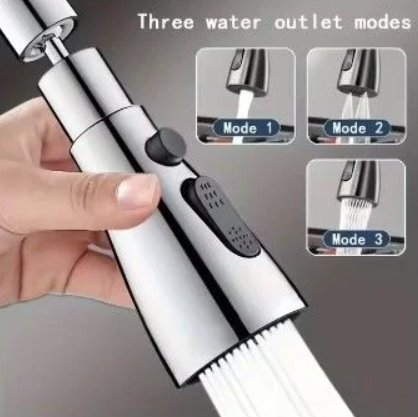 Krom Kaplama 3 Fonksiyonlu Tasarruflu 360 Derece Döner Musluk Lavabo Başlığı Lavabo Bataryası