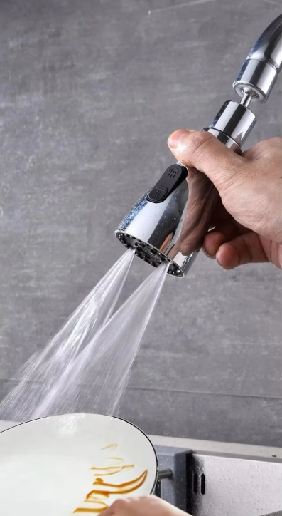 Krom Kaplama 3 Fonksiyonlu Tasarruflu 360 Derece Döner Musluk Lavabo Başlığı Lavabo Bataryası