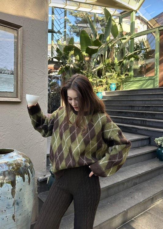 Baklava Desen Kadın Premium Triko Kazak