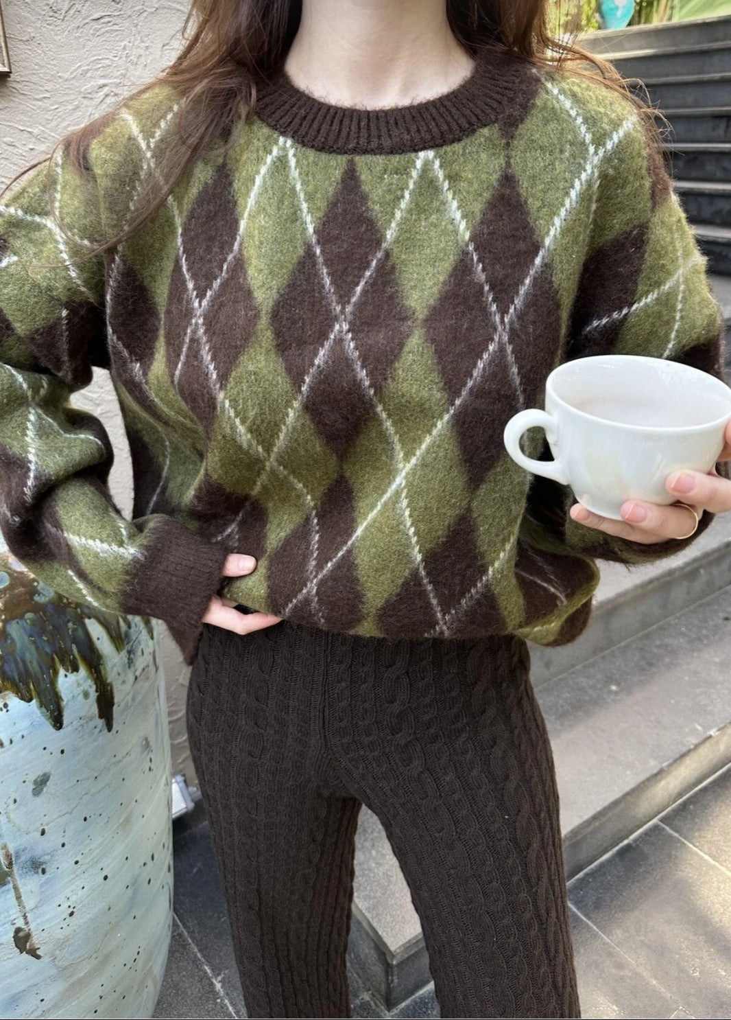 Baklava Desen Kadın Premium Triko Kazak