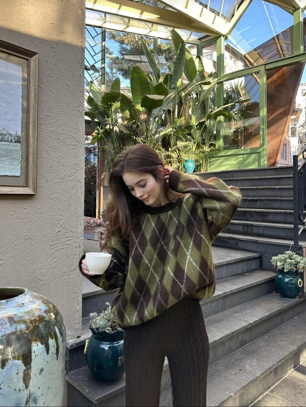 Baklava Desen Kadın Premium Triko Kazak