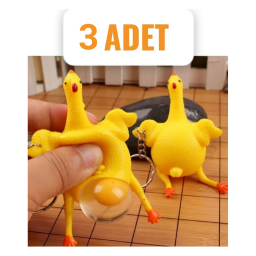 3 Adet Yumurtlayan Çılgın Tavuk Eğlenceli Anahtarlık Hediyelik Aksesuar